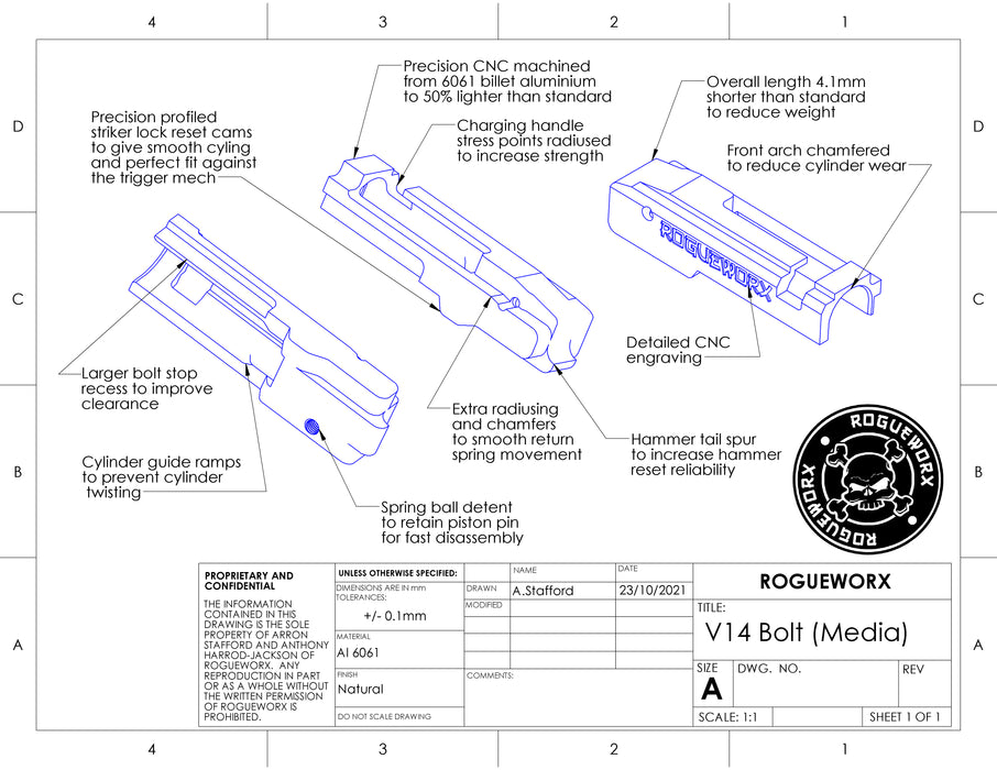 RW KC-02 CNC Aluminium Bolt Carrier V14